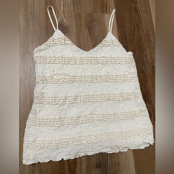 Banana Republic Tops - Banana Republic Cream White Gold Cami Tank Lace Size Medium